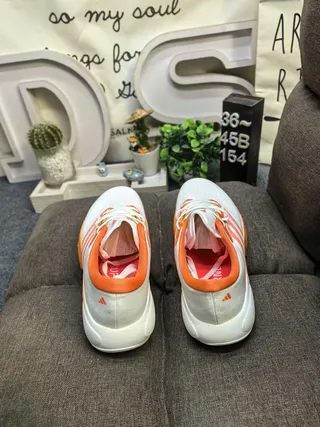 Adidas Supernova White Orange Knit Mesh Upper Three-Stripe Side Branding Running Shoes 8