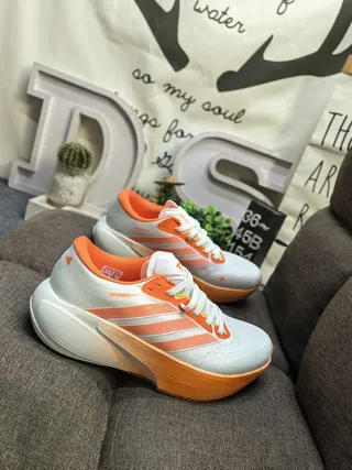 Adidas Supernova White Orange Knit Mesh Upper Three-Stripe Side Branding Running Shoes 9