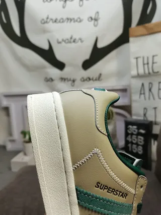 Adidas Superstar Beige and Teal Green Lifestyle Sneakers 3