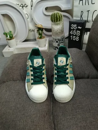 Adidas Superstar Beige and Teal Green Lifestyle Sneakers 10