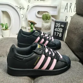Adidas Superstar Black and Pink Lifestyle Sneakers