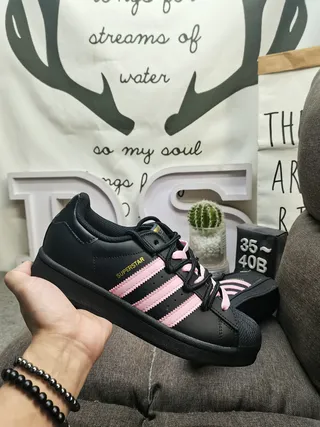 Adidas Superstar Black and Pink Lifestyle Sneakers 5