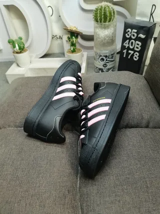 Adidas Superstar Black and Pink Lifestyle Sneakers 6