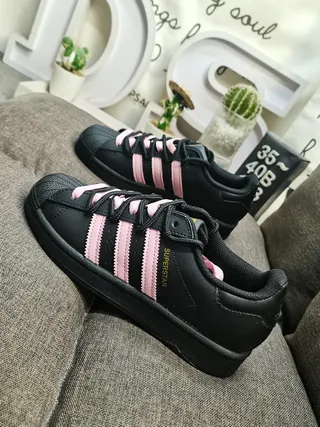 Adidas Superstar Black and Pink Lifestyle Sneakers 7