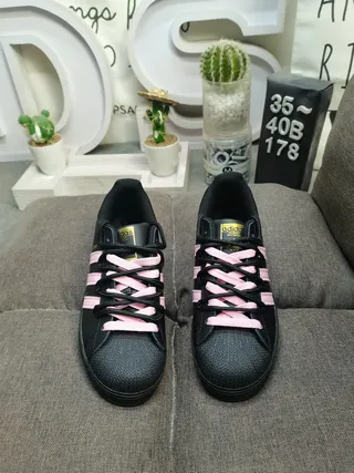 Adidas Superstar Black and Pink Lifestyle Sneakers 10
