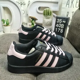 Adidas Superstar Black and Pink Lifestyle Sneakers