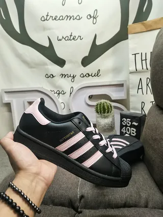 Adidas Superstar Black and Pink Lifestyle Sneakers 5