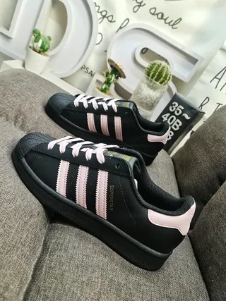 Adidas Superstar Black and Pink Lifestyle Sneakers 7