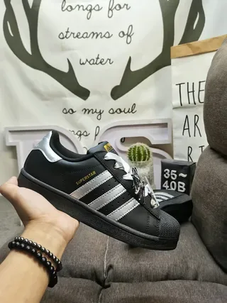 Adidas Superstar Black and Silver Metallic Lifestyle Sneakers 5