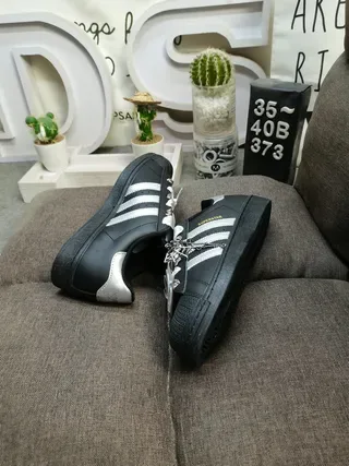 Adidas Superstar Black and Silver Metallic Lifestyle Sneakers 6