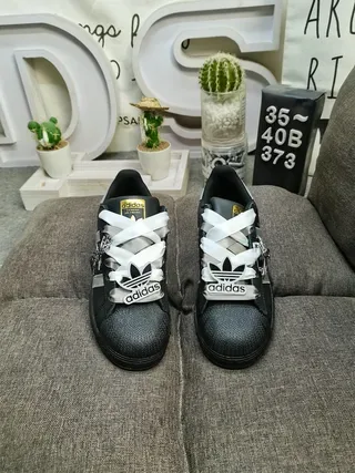Adidas Superstar Black and Silver Metallic Lifestyle Sneakers 10