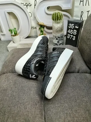 Adidas Superstar Black Croc-Embossed Lifestyle Sneakers 6