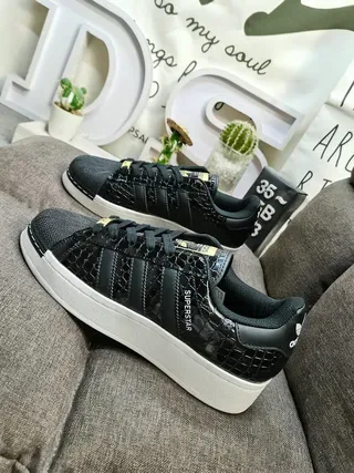 Adidas Superstar Black Croc-Embossed Lifestyle Sneakers 7