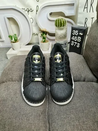 Adidas Superstar Black Croc-Embossed Lifestyle Sneakers 10