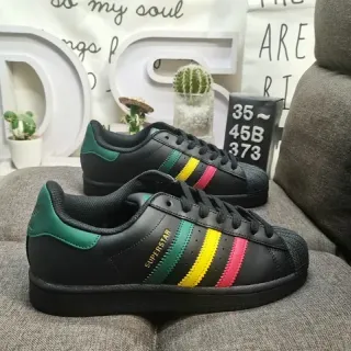 Adidas Superstar काला हरा पीला गुलाबी लाइफस्टाइल स्नीकर