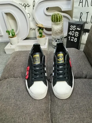 Adidas Superstar Black Red Shell-Toe Three-Stripe Side Lifestyle Sneakers 10