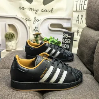 Adidas Superstar Black White Mustard Yellow Lifestyle Sneakers