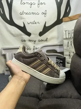 Adidas Superstar Brown Suede Shell Toe Lifestyle Sneakers 5