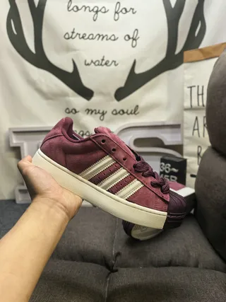 Adidas Superstar Burgundy Suede Lifestyle Sneakers 5