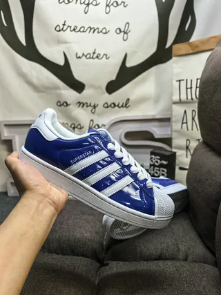 Adidas Superstar Glossy Blue and White Lifestyle Sneakers 5