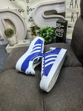 Adidas Superstar Glossy Blue and White Lifestyle Sneakers 6
