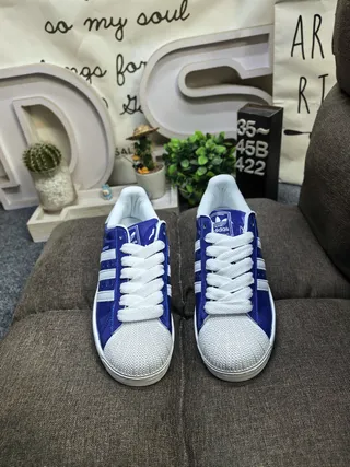 Adidas Superstar Glossy Blue and White Lifestyle Sneakers 10
