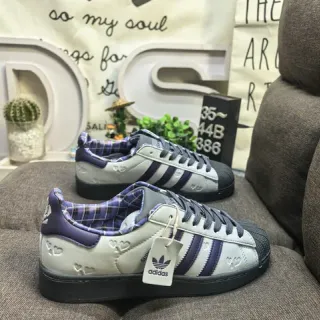 Adidas Superstar Gray Purple Heart Embossed Lifestyle Sneakers