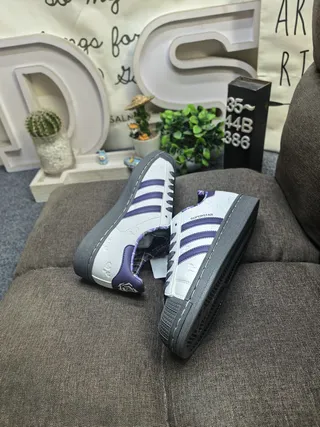 Adidas Superstar Gray Purple Heart Embossed Lifestyle Sneakers 6