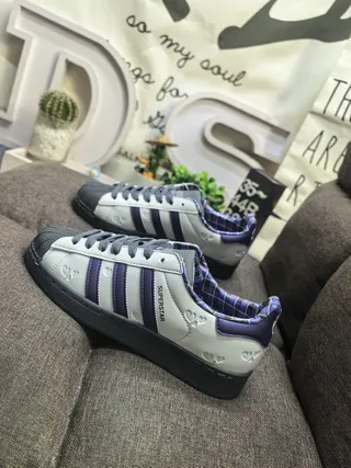 Adidas Superstar Gray Purple Heart Embossed Lifestyle Sneakers 7