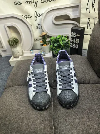 Adidas Superstar Gray Purple Heart Embossed Lifestyle Sneakers 10