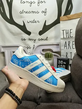 Adidas Superstar Hello Kitty Blue and White Lifestyle Sneakers 5