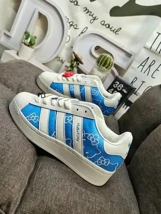 Adidas Superstar Hello Kitty Blue and White Lifestyle Sneakers 7