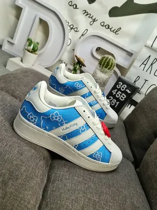 Adidas Superstar Hello Kitty Blue and White Lifestyle Sneakers 9
