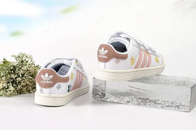 Adidas Superstar Kids White Pink or Blue Striped Printed Lifestyle Sneakers 7