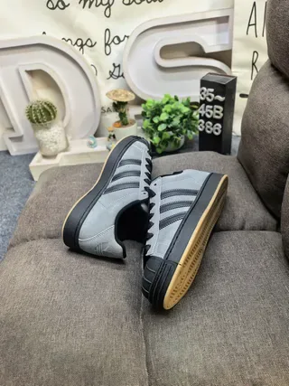 Adidas Superstar Metallic Gray and Black Lifestyle Sneakers 6