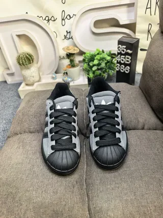 Adidas Superstar Metallic Gray and Black Lifestyle Sneakers 10