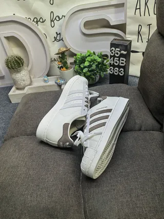 Adidas Superstar Off-White and Brown Lifestyle Sneakers 6
