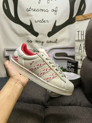 Adidas Superstar Off-White and Burgundy Lifestyle Sneakers 15