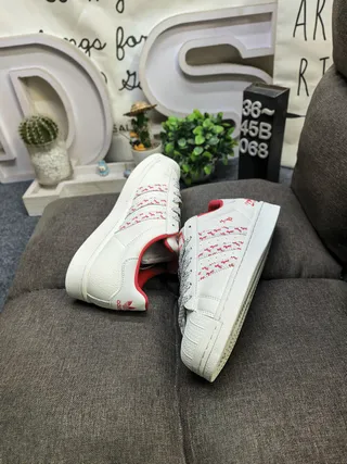 Adidas Superstar Off-White and Burgundy Lifestyle Sneakers 16