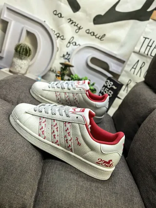 Adidas Superstar Off-White and Burgundy Lifestyle Sneakers 17