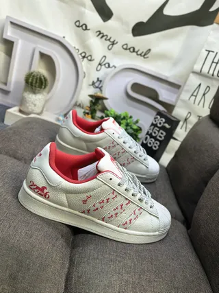 Adidas Superstar Off-White and Burgundy Lifestyle Sneakers 19