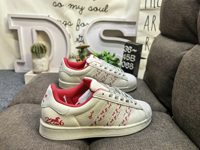 Adidas Superstar Off-White and Burgundy Lifestyle Sneakers 21