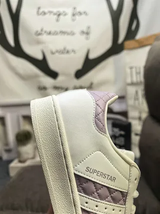 Adidas Superstar Off-White and Lavender Quilted Lifestyle Sneakers 3