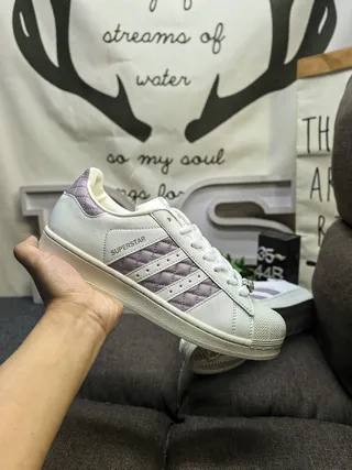 Adidas Superstar Off-White and Lavender Quilted Lifestyle Sneakers 5