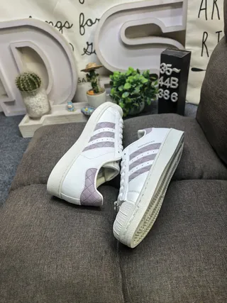 Adidas Superstar Off-White and Lavender Quilted Lifestyle Sneakers 6