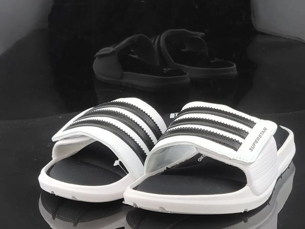 Adidas Superstar White and Black Slide Slippers 2
