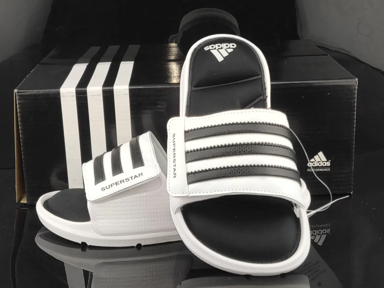 Adidas Superstar White and Black Slide Slippers 3