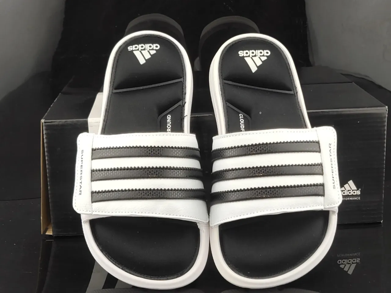 Adidas Superstar White and Black Slide Slippers 5
