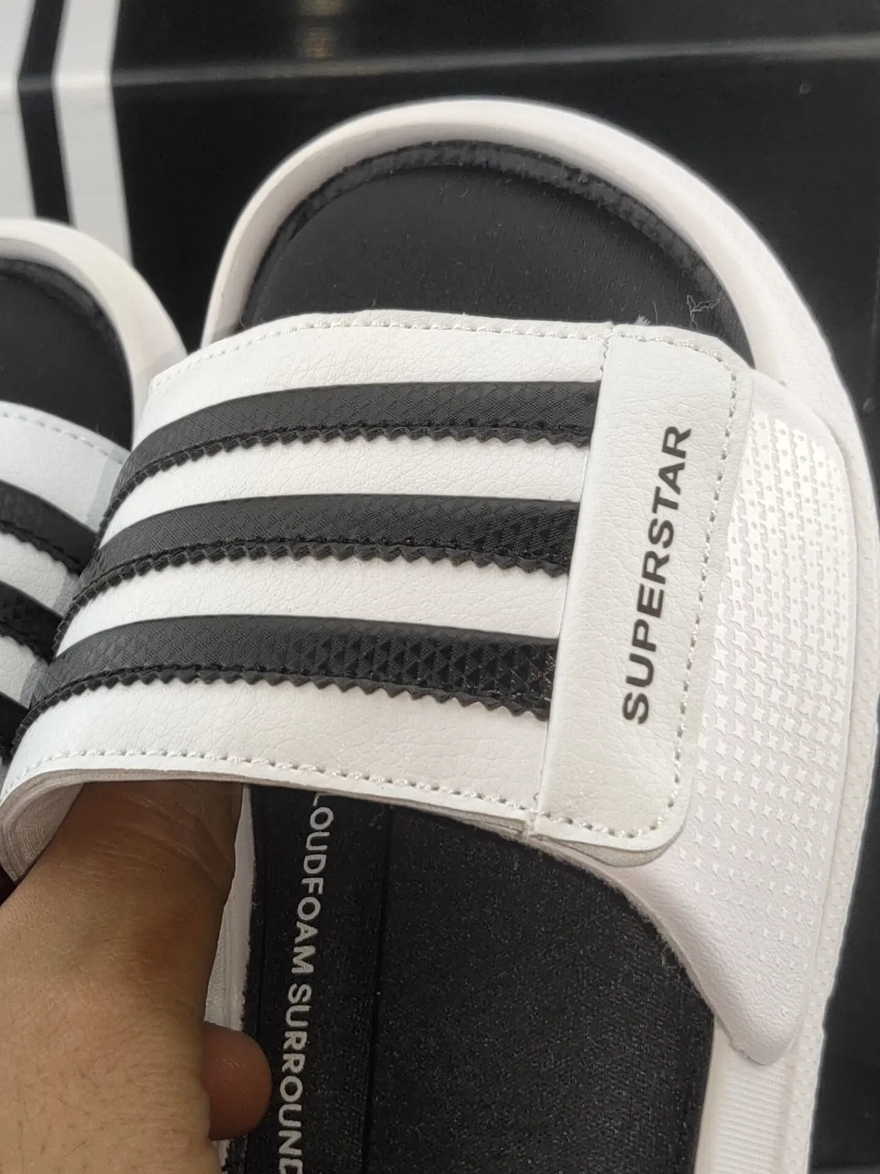 Adidas Superstar White and Black Slide Slippers 6