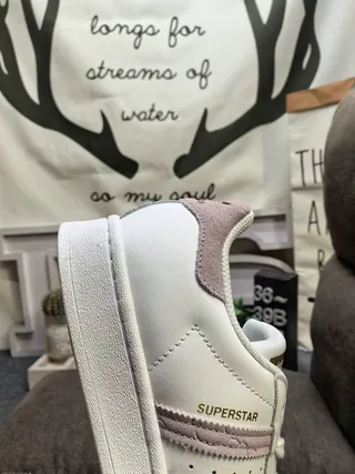 Adidas Superstar White and Dusty Pink Lifestyle Sneakers 3